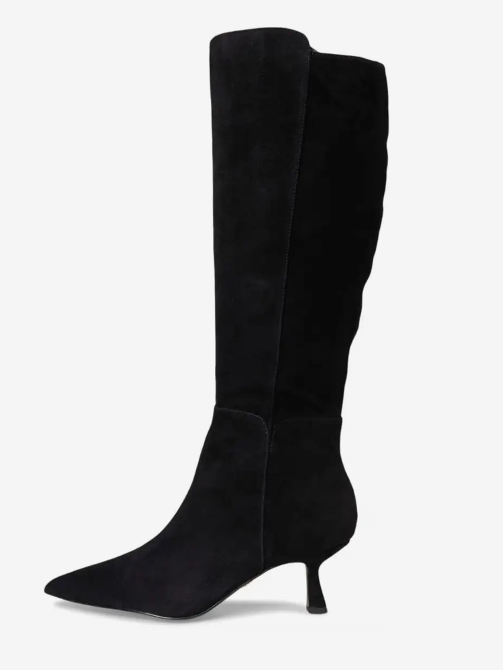 Sam Edelman Black Knee-High Pointed-Toe Kitten Heel Boots - Picture 8 of 10